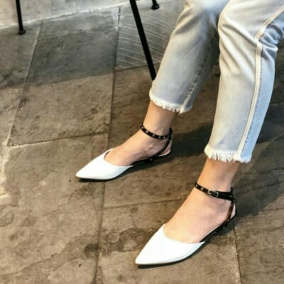 Giày búp bê mũi nhọn đan dây